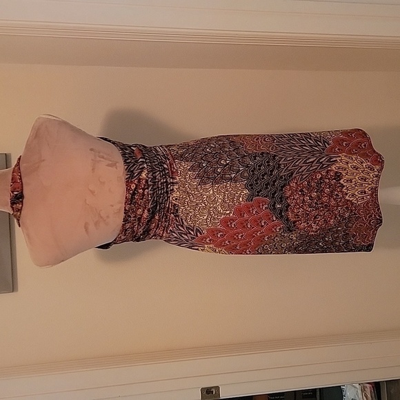 Muse Sleeveless Dress. Size 10, Gathered Waist, Paisley / Peacock Pattern, EUC! - Picture 3 of 7
